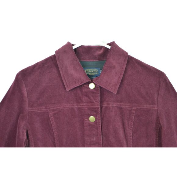 Pendleton Snap Jacket Women's Medium Petite Burgundy Corduroy Jacket - Picture 2 of 13